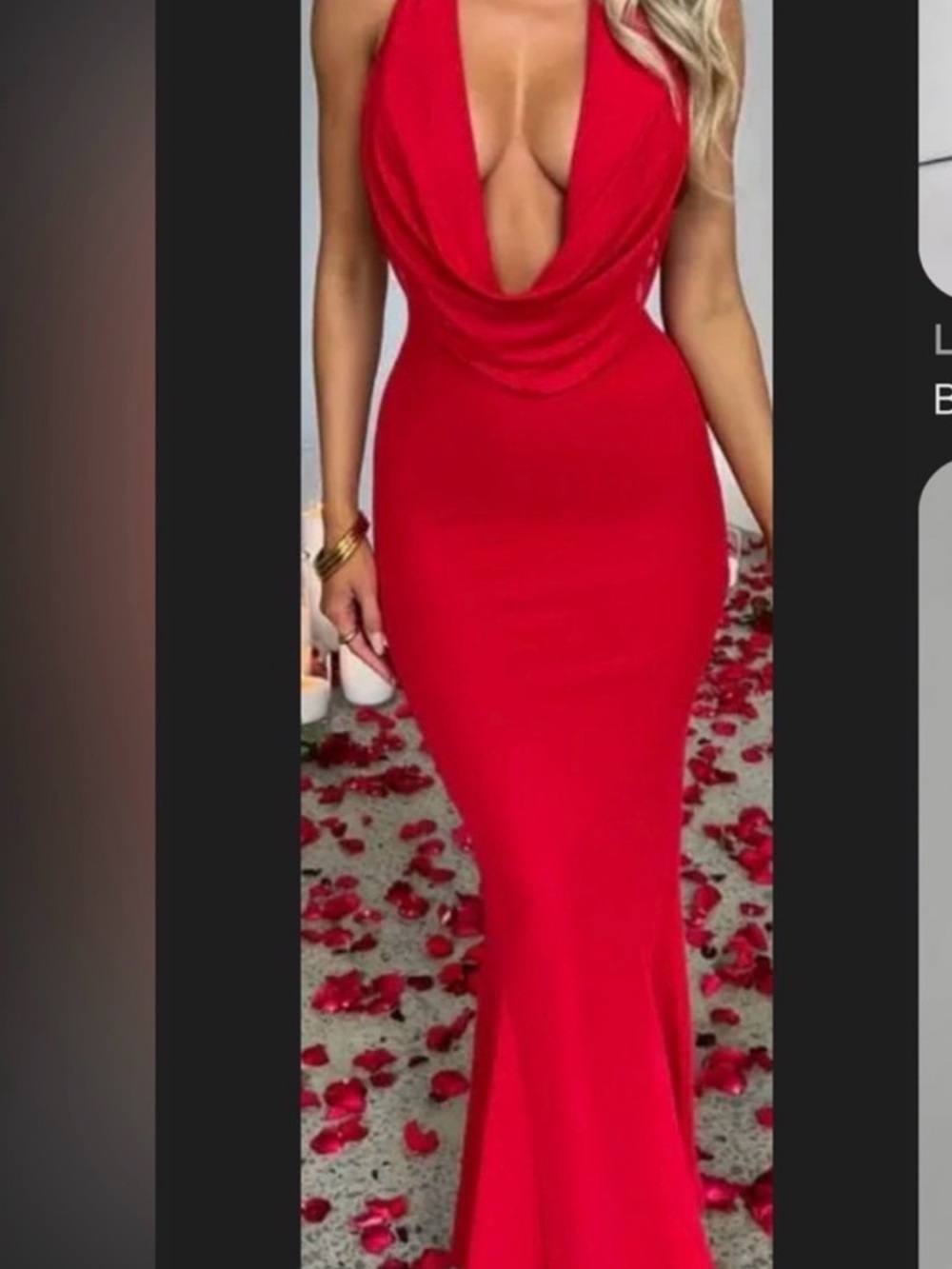 Red Cowl-Front Backless Maxi Dress